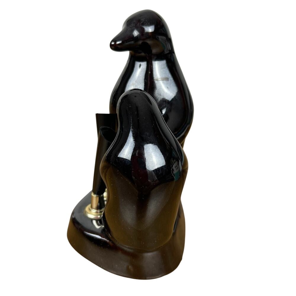 Rare 1950s Japan Redware Penguins Black Pen Holder Officeware 80s Secretary - Picture 4 of 7